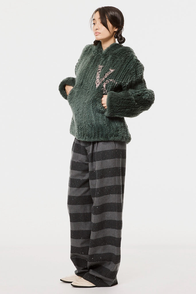 RABBIT FUR HOODIE - GREEN / M26H9KN004-MASU Official Online Store