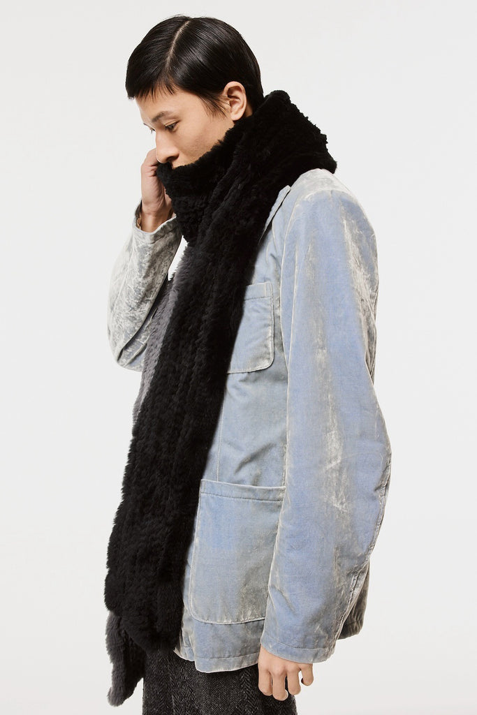 RABBIT FUR SCARF - BLACK X GRAY / M26H9OJ004-MASU Official Online Store
