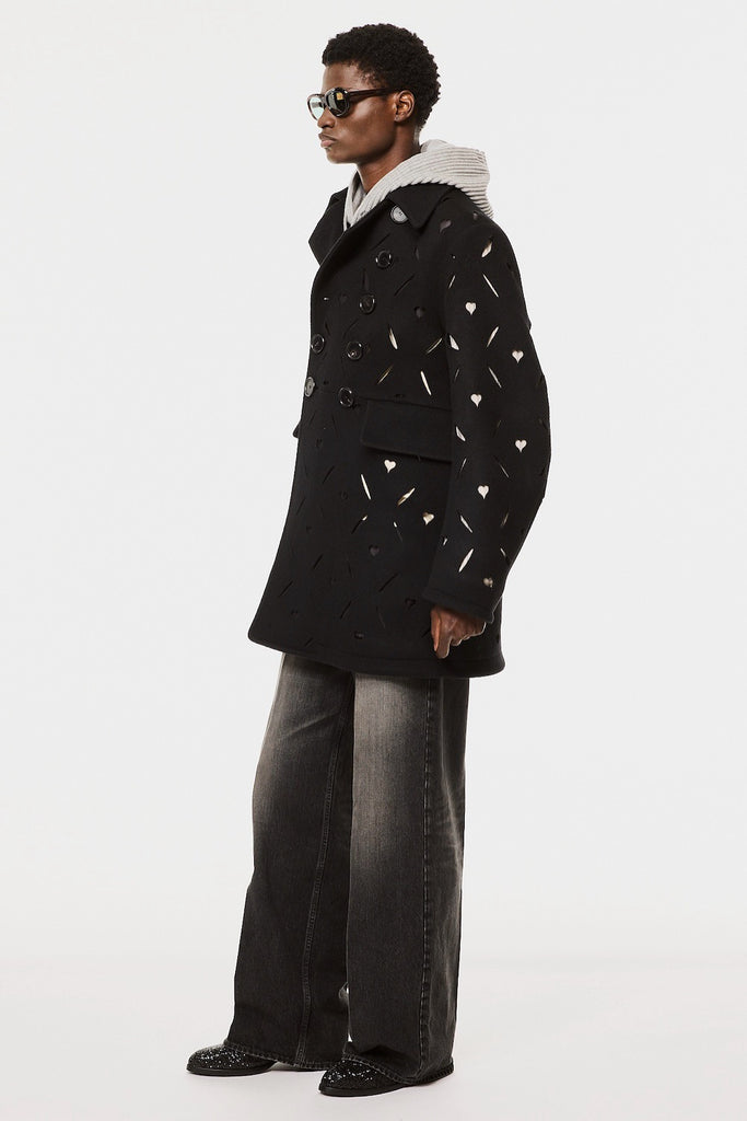 HEART HOLE PEA COAT - BLACK / M26H9CT001-MASU Official Online Store
