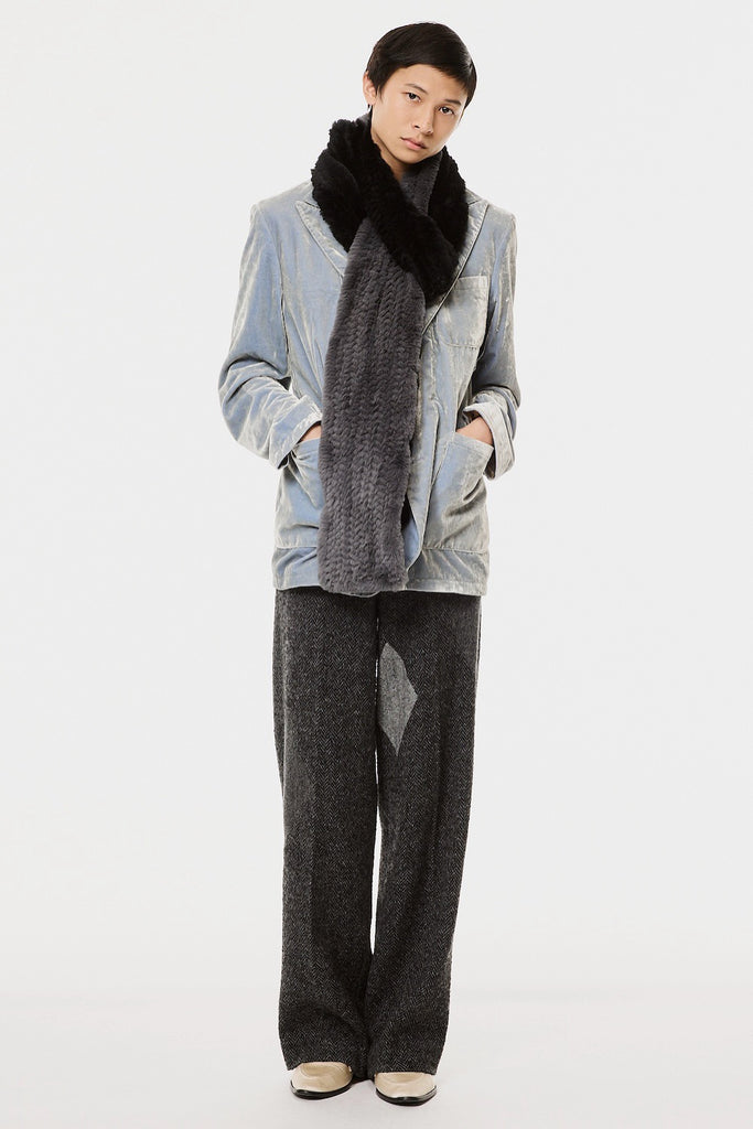 RABBIT FUR SCARF - BLACK X GRAY / M26H9OJ004-MASU Official Online Store