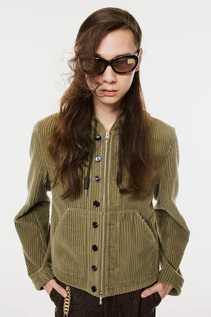 CORDUROY WORKER'S HOODED JACKET - MOSS GREEN / M26H9BL006-MASU Official Online Store