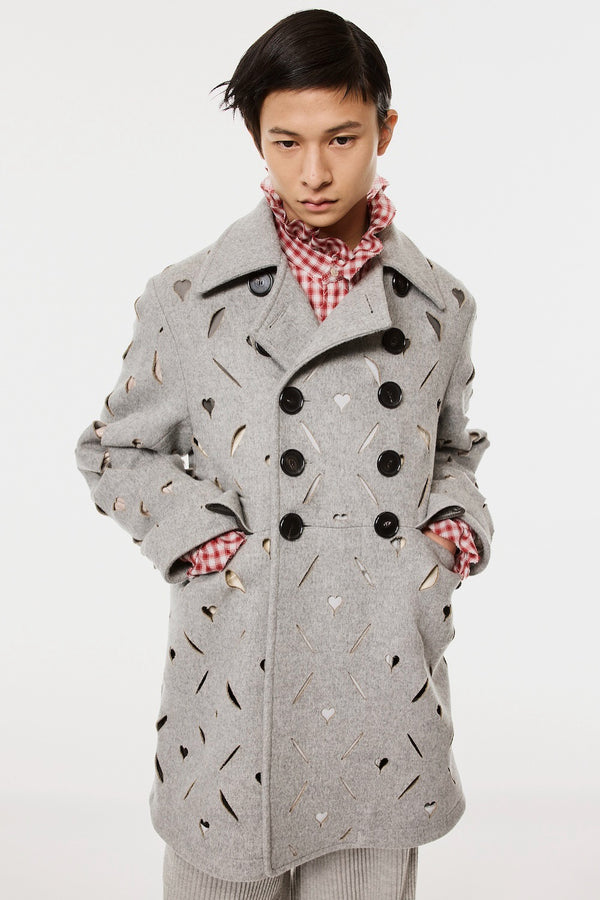 HEART HOLE PEA COAT - GRAY / M26H9CT001-MASU Official Online Store
