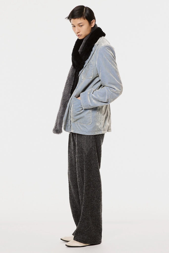 RABBIT FUR SCARF - BLACK X GRAY / M26H9OJ004-MASU Official Online Store