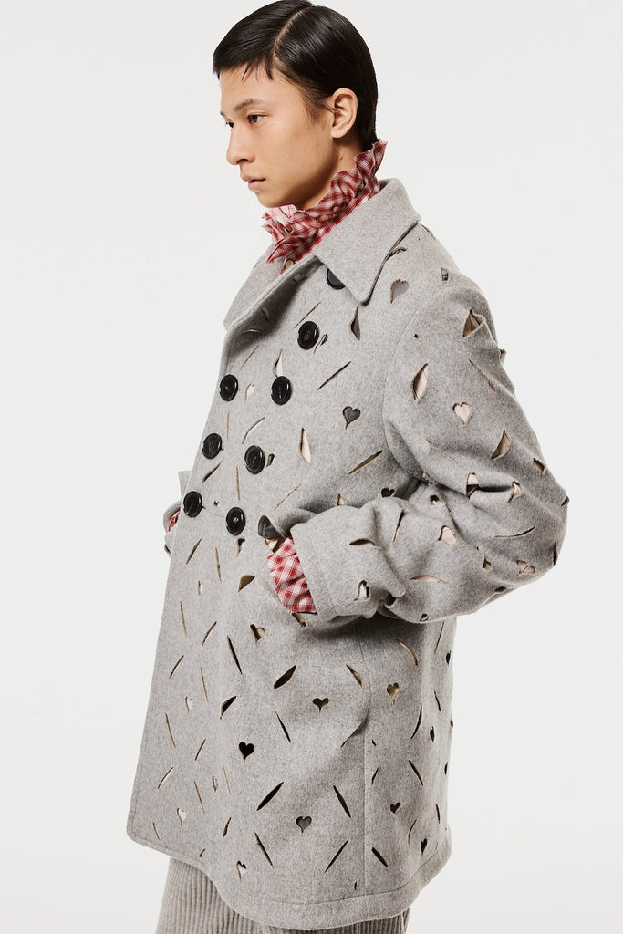 HEART HOLE PEA COAT - GRAY / M26H9CT001-MASU Official Online Store