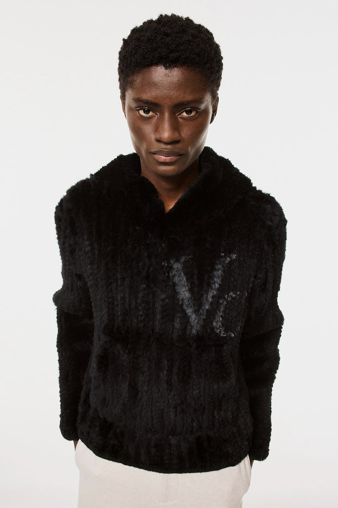 RABBIT FUR HOODIE - BLACK / M26H9KN004-MASU Official Online Store