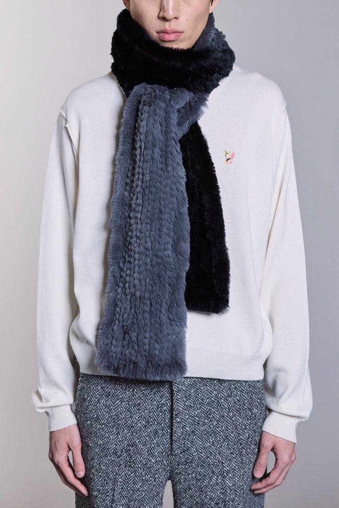 RABBIT FUR SCARF - BLACK X GRAY / M26H9OJ004-MASU Official Online Store