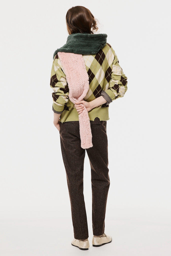 RABBIT FUR SCARF - GREEN X PINK / M26H9OJ004-MASU Official Online Store