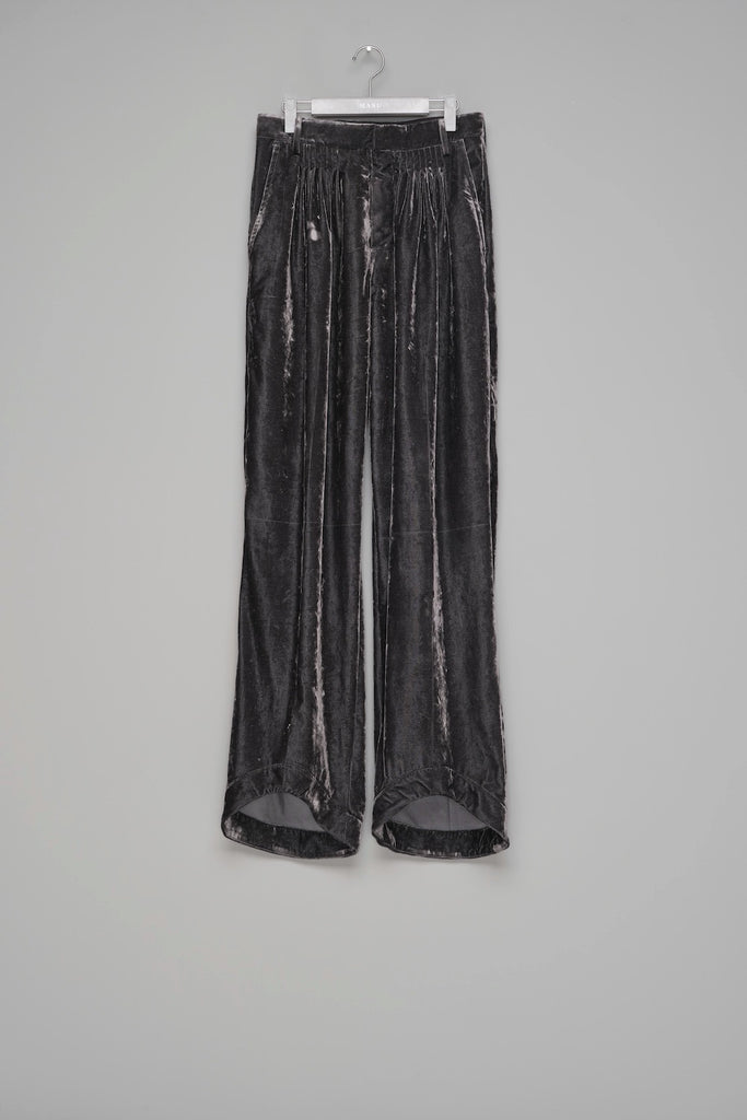 VELVET ACCORDION WIDE TROUSERS - DUSTY BLACK / M26H9PL010-MASU Official Online Store