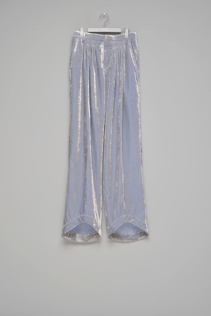 VELVET ACCORDION WIDE TROUSERS - DUSTY BLUE / M26H9PL010-MASU Official Online Store