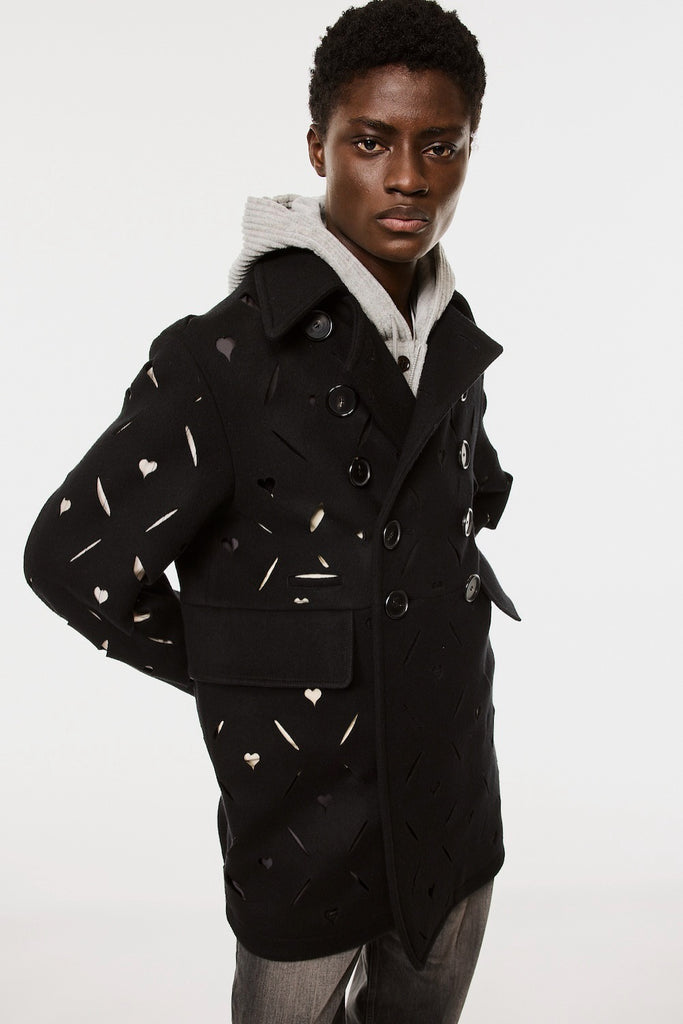 HEART HOLE PEA COAT - BLACK / M26H9CT001-MASU Official Online Store