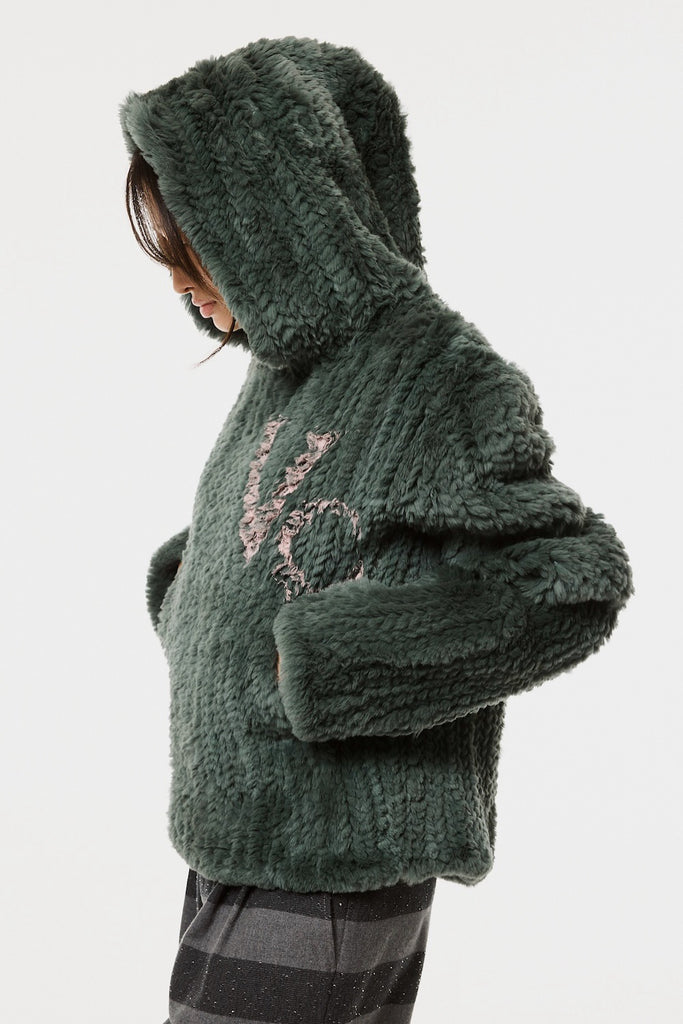 RABBIT FUR HOODIE - GREEN / M26H9KN004-MASU Official Online Store