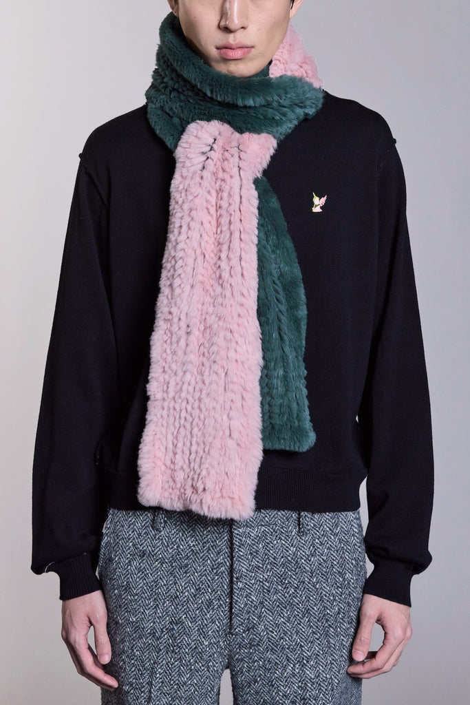 RABBIT FUR SCARF - GREEN X PINK / M26H9OJ004-MASU Official Online Store
