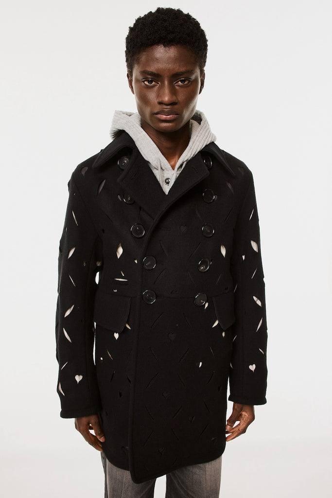 HEART HOLE PEA COAT - BLACK / M26H9CT001-MASU Official Online Store